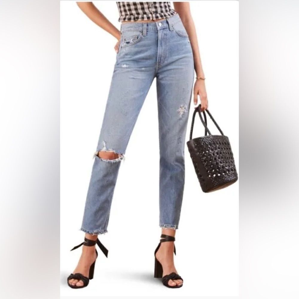 Reformation Julia High Cigarette Distressed Jean. NWT 30
